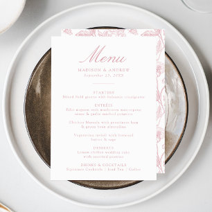 Elegant Rose Chinoiserie Victorian Floral Wedding Menu