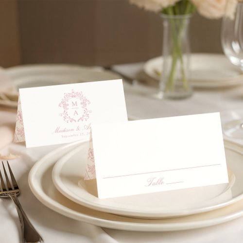 Elegant Rose Chinoiserie Victorian Floral Wedding Place Card