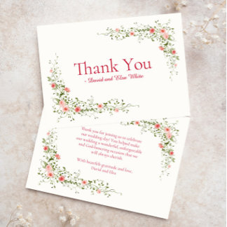 Elegant Rose Christian Wedding Thank You Card