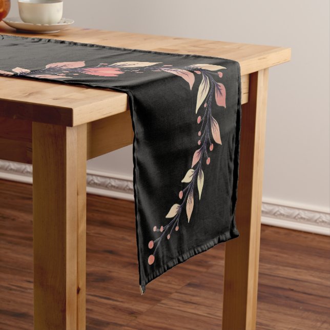 Elegant Rose Clay and Black Short Table Runner (In Situ)