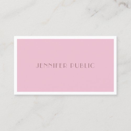Elegant Rose Color Modern Minimalist Design Plain Business Card