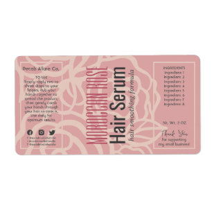 Elegant Rose Coral Pink Dropper Bottle Labels