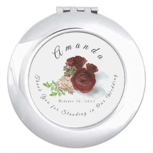 Elegant Rose Corsage  Compact Mirror