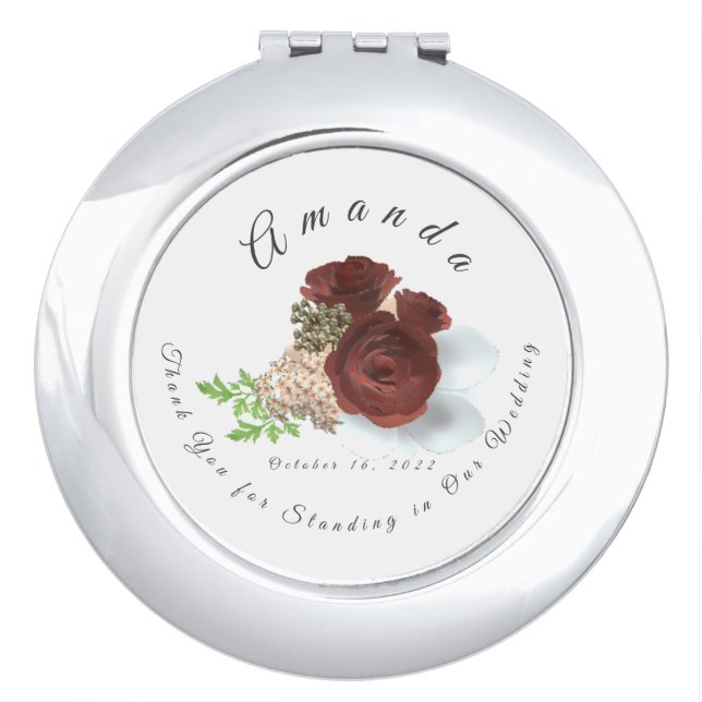 Elegant Rose Corsage  Compact Mirror (Front)