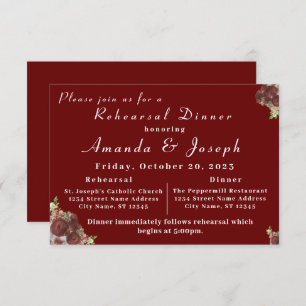 Elegant Rose Corsage Rehearsal Dinner Invitation