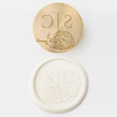 Elegant Rose Couples Initials Stylish Wedding Wax Seal Stamp