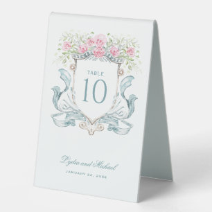 Elegant Rose Crest Table Number Tent