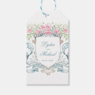 Elegant Rose Crest w/ Bow Wedding Gift Tags