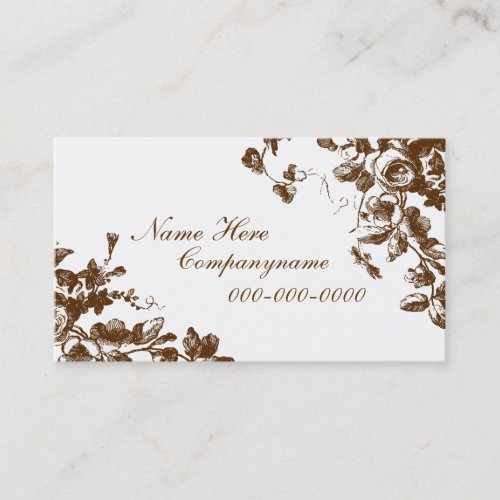 Elegant Rose Design Brown Business Card