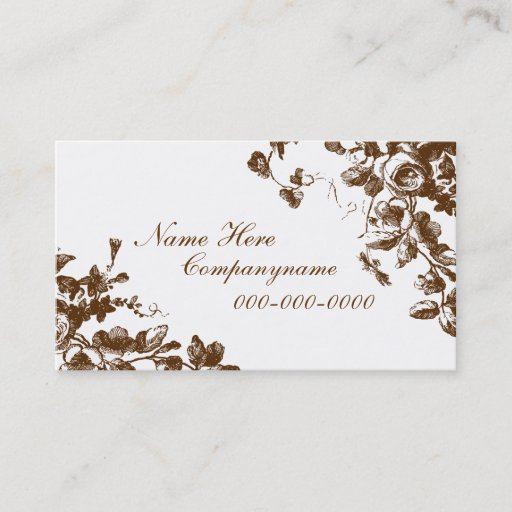 Customizable Elegant Rose Design Brown Business Card