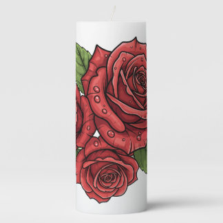 Elegant Rose Design Pillar Candle