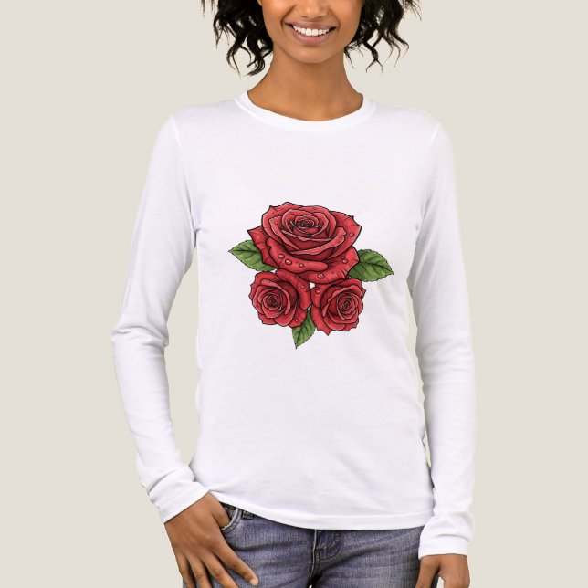Elegant Rose Design Tri-Blend Shirt (Front)