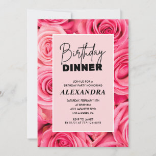 Elegant Rose Dinner 73rd birthday Invitation