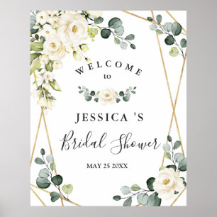 Elegant Rose Eucalyptus Bridal Shower Welcome Sign