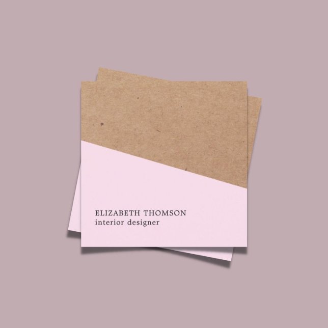 Elegant Rose Faux Kraft Geometric Interior Design Square Business Card (Creator Uploaded)