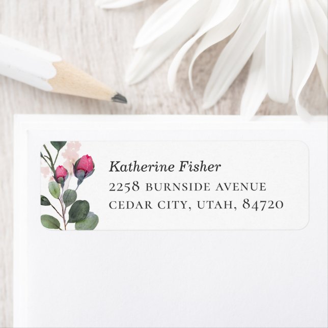 Elegant Rose | Floral Botanical Wedding Address Label (Insitu)