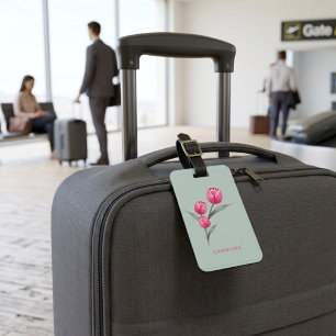 Elegant Rose Floral Chic Stylish Green Luggage Tag