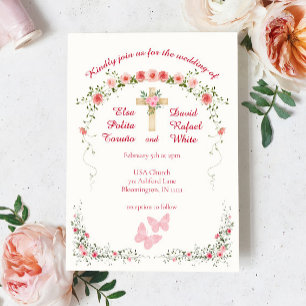 Elegant Rose Floral Christian Wedding Invitation