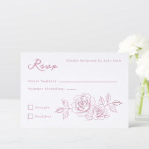 Elegant Rose Floral Quinceañera Letterpress RSVP Cards