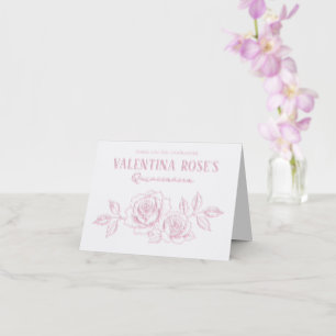 Elegant Rose Floral Quinceañera Letterpress Thank You Card