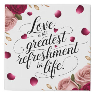 Elegant Rose Floral Quote Design Faux Canvas Print