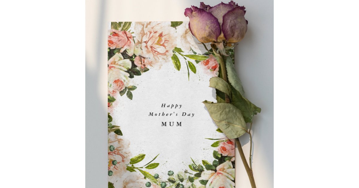 Elegant Rose Floral Romance Photo Mother's Day Card | Zazzle