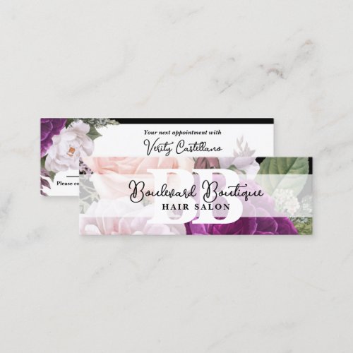 Elegant Rose Floral Salon Bookmark Appointment Mini Business Card