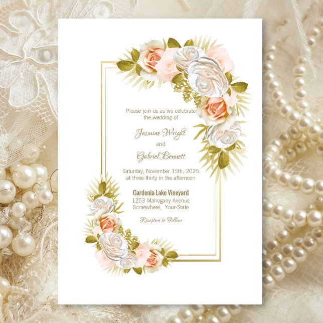 Elegant Rose Floral Wedding Invitation (Creator Uploaded)