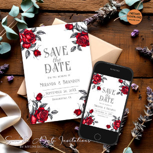 Elegant Rose Floral Wedding Save the Date Card