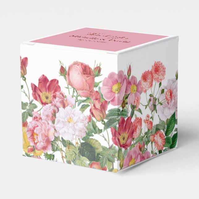 Elegant Rose Florals Wedding Favor Box (Front Side)
