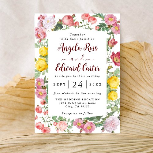 Elegant Rose Florals Wedding Invitation