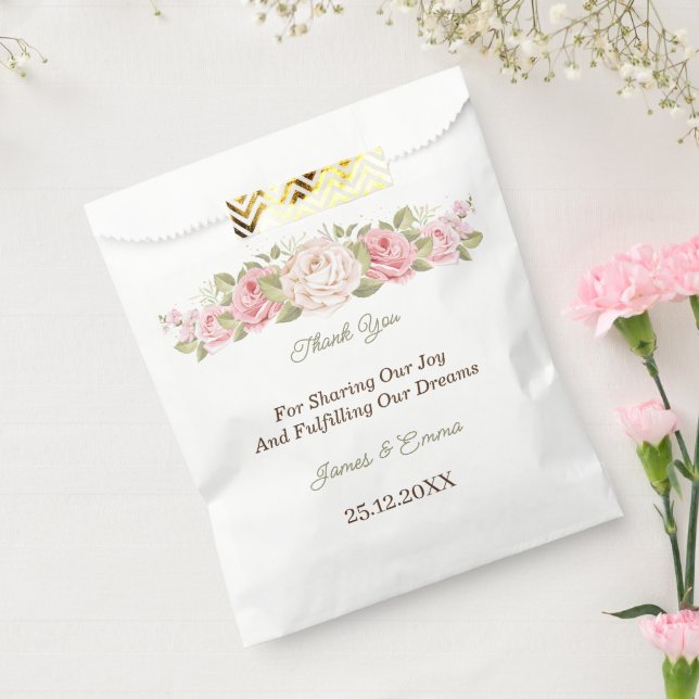 Elegant Rose Flower Custom Favor Bag (Sealed)