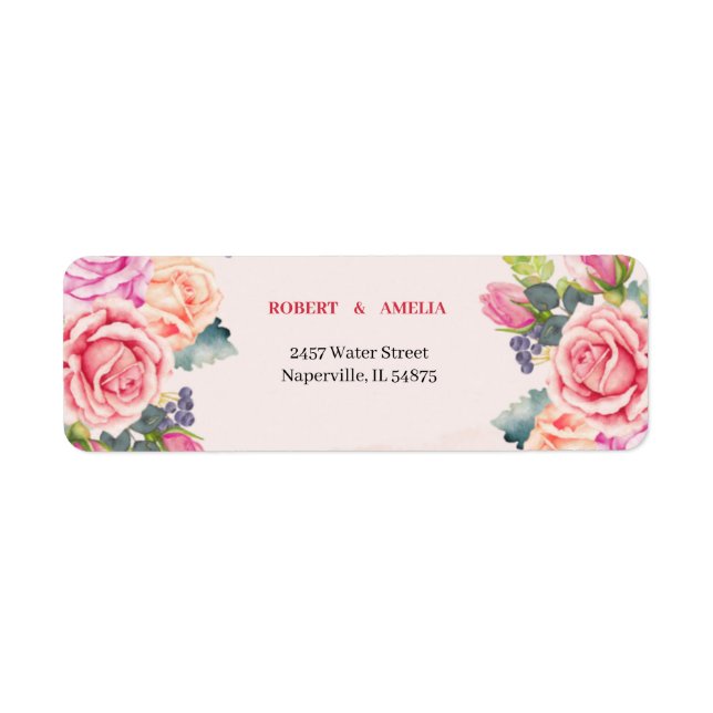 Elegant Rose Flower Custom Return Address Label (Front)