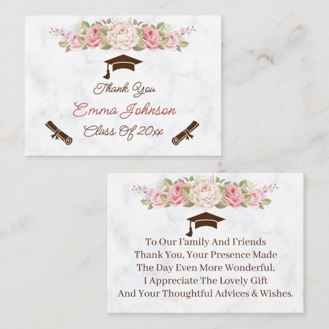 Elegant Rose Flower Custom Wedding Thank You Note Card (Front/Back)