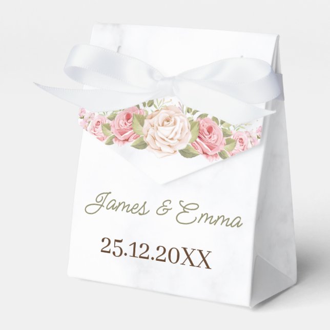 Elegant Rose Flower Customized Favor Boxes (Front Side)