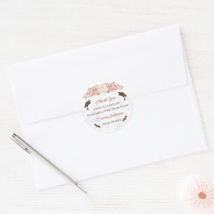 Elegant Rose Flower Customized Graduation Classic Round Sticker