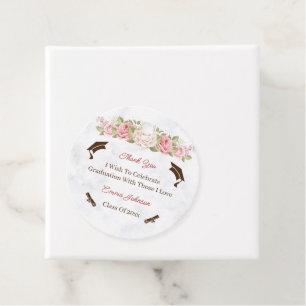 Elegant Rose Flower Customized Graduation Favor Tags