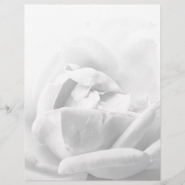 Elegant Rose Flower Floral Black And White Girly Letterhead (Front)