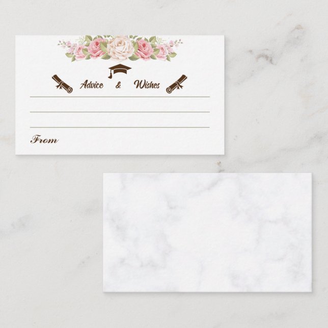 Elegant Rose Flower Graduation Advice And Wishes Enclosure Card (Front/Back)