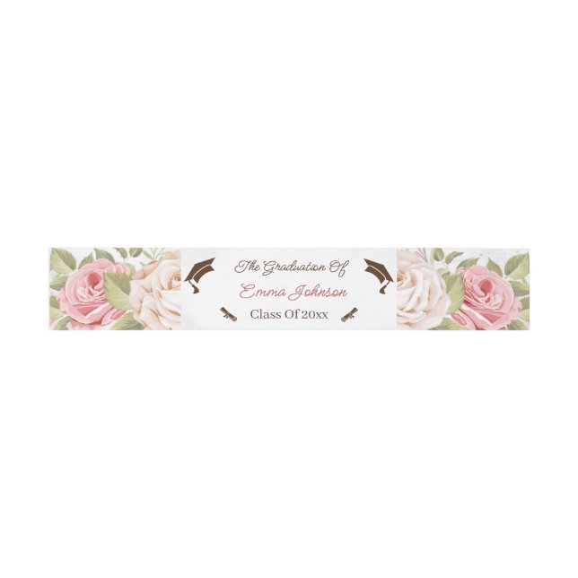 Elegant Rose Flower Graduation Custom Invitation Belly Band (Flat)