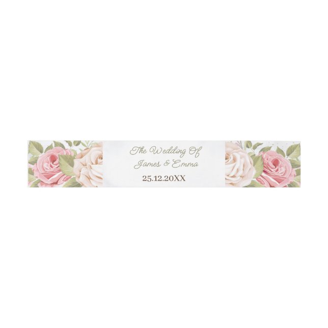 Elegant Rose Flower Personalized Invitation Belly Band (Flat)