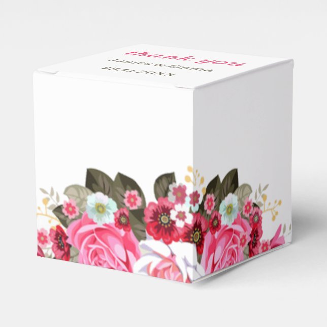 Elegant Rose Flower Personalized Wedding Favor Boxes (Front Side)