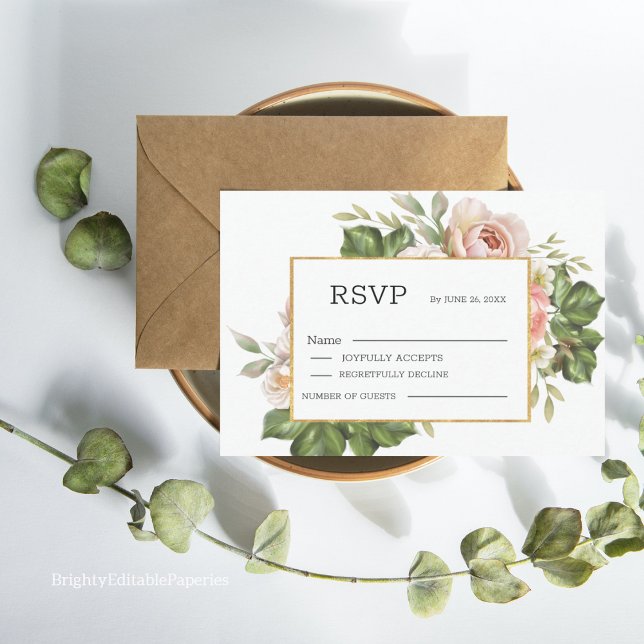 Elegant Rose Flower Wedding RSVP Template (Our Elegant Rose Flower Wedding RSVP Template is designed to make your wedding planning process easy)