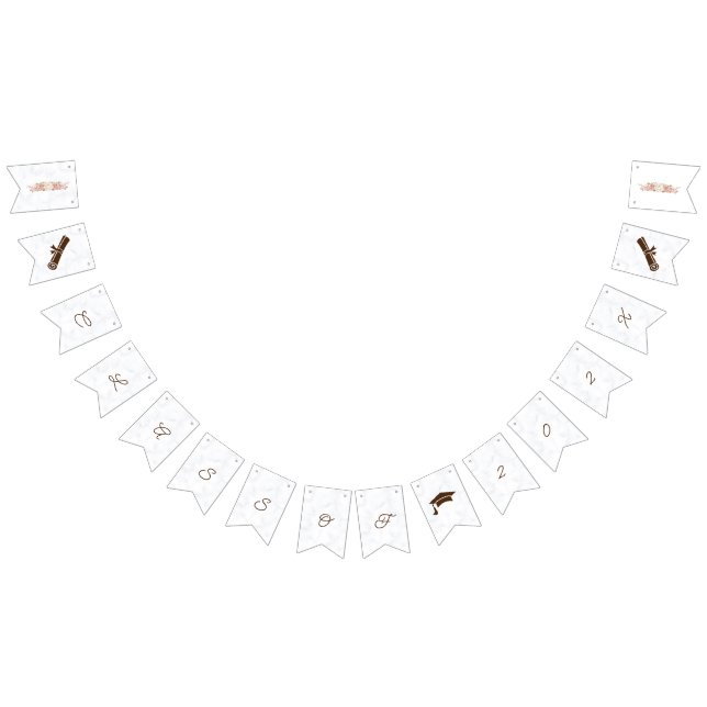 Elegant Rose Flowers Personalized Graduation Bunting Flags (All)