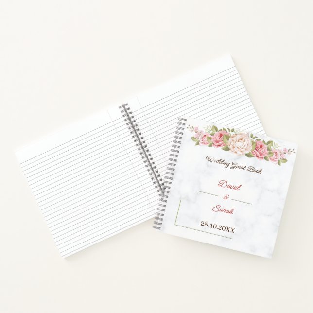 Elegant Rose Flowers Personalized Wedding Notebook (Inside)