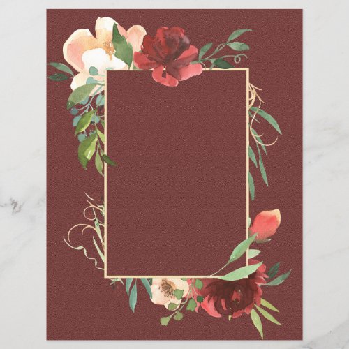 Elegant Rose Frame on Burgundy scrapbook Paper