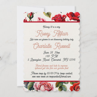 Elegant Rose Garden Affair: Milestone Celebration Invitation