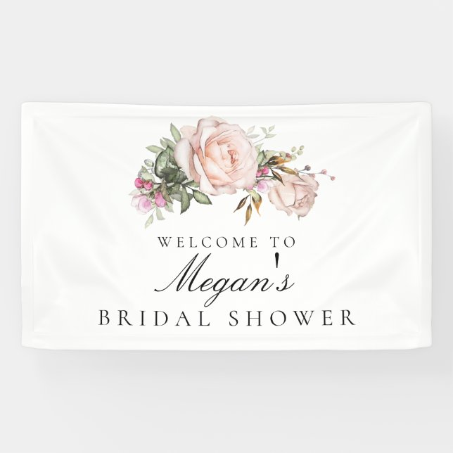 Elegant Rose Garden Bridal Shower Banner (Horizontal)