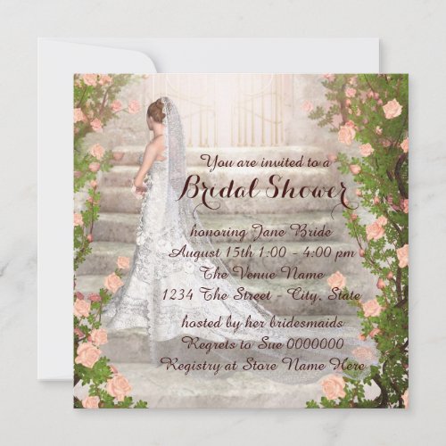Elegant Rose Garden Bride Bridal Shower Invites
