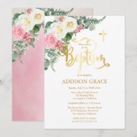 Elegant Rose Garden - Girl Baptism - Faux Gold
